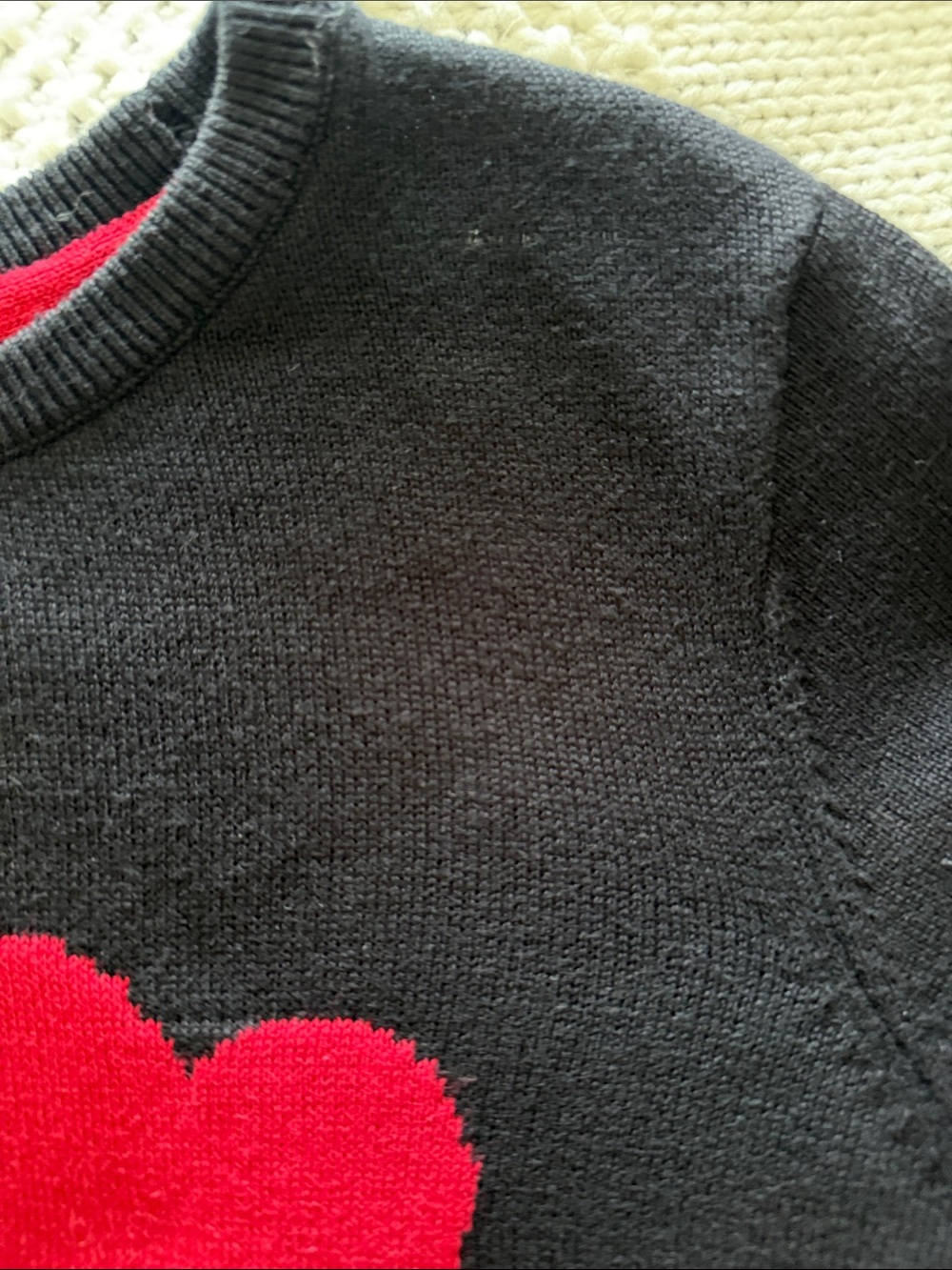Black Sweater with Red Heart Detail - Picture 3 of 4